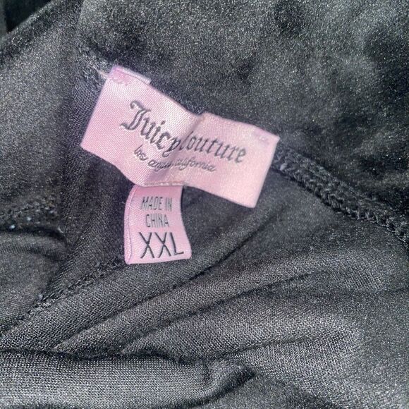 Juicy Couture Black Velour Trackpants XXL Y2K 90's Bling Logo on Hip - Picture 5 of 5